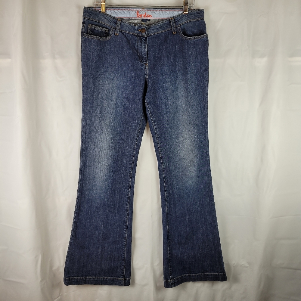 Boden Womens Boot Cut Flare Leg Denim Blue Jeans Plus Size 16 Long